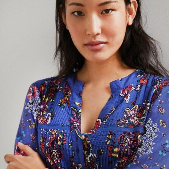 ANTHROPOLOGIE PINTUCK FLORAL COTTAGE BlOOM CORE TUNIC DRESS BOHO SIZE XS - Picture 8 of 8